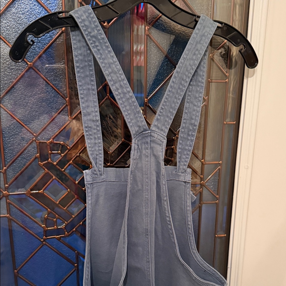 NWT SMALL Zenana Chambray Blue STRETCH Short Overalls - Picture 7 of 7